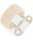 Lucky Brand Silver-tone Raffia-wrapped Cuff Bracelet