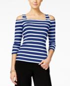 Inc International Concepts Striped Cold-shoulder Top, Only At Macy's