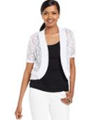 Ny Collection Petite Pointelle Short-sleeve Bolero Cardigan