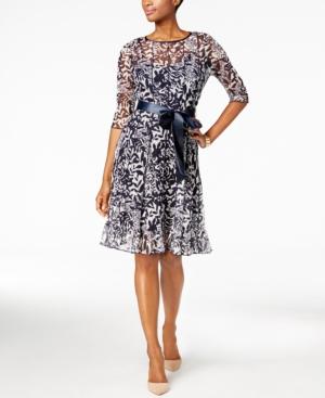 Jessica Howard Petite Floral-mesh A-line Dress