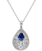 Sapphire (1-1/4 Ct. T.w.) And Diamond Accent Pendant Necklace In Sterling Silver