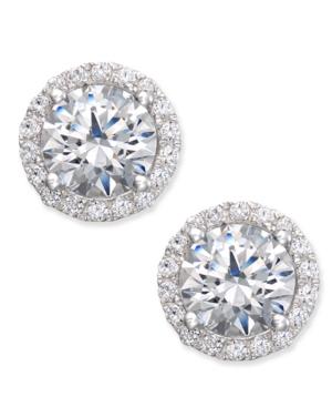 Arabella Swarovski Zirconia Halo Stud Earrings In Sterling Silver, Created For Macy's