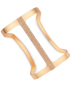 Guess Gold-tone Pave Long Open Cuff Bracelet