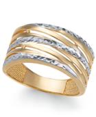 Textured Statement Ring In 14k Gold & White Gold