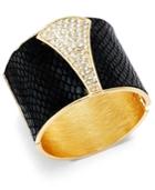 Thalia Sodi Gold-tone Black Faux-snake And Pave Hinge Bracelet