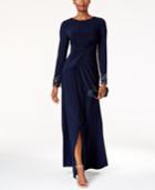 Vince Camuto Beaded Draped Gown