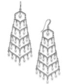 Inc International Concepts Silver-tone Pave & Imitation Pearl Chandelier Earrings, Created For Macy's