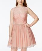 City Studios Juniors' Lace Shine Fit-and-flare Dress