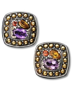 Balissima By Effy Multistone Square Stud Earrings In 18k Gold And Sterling Silver