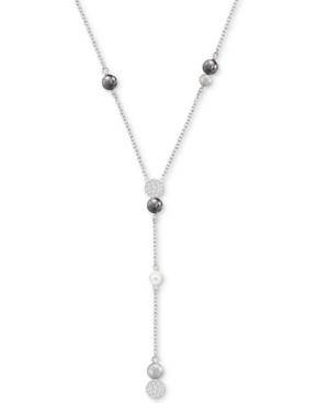 Swarovski Silver-tone Crystal Ball & Imitation Pearl Lariat Necklace, 14-4/5 + 3 Extender