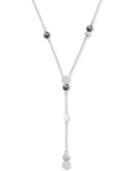 Swarovski Silver-tone Crystal Ball & Imitation Pearl Lariat Necklace, 14-4/5 + 3 Extender