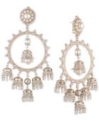 Marchesa Gold-tone Cubic Zirconia & Imitation Pearl Orbital Chandelier Earrings