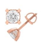 Diamond Stud Earrings In Heart Shape Prongs (1/2 Ct. T.w.) In 14k Rose Gold
