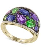 Watercolors By Effy Multi-gemstone (4-1/3) And Diamond (1/5 Ct. T.w.) Wide-style Ring In 14k Gold