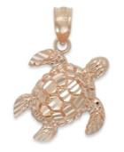 Diamond-cut Turtle Charm In 14k Rose Gold