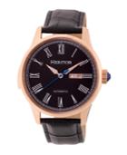 Heritor Automatic Prescott Rose Gold & Black Leather Watches 43mm