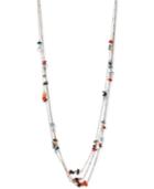 Kenneth Cole New York Silver-tone Three Layer Stone Chip Long Length Necklace