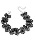 Inc International Concepts Silver-tone Black Lace Ribbon Choker Necklace, Created For Macy's