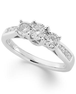 Trumiracle Three-stone Diamond Ring In 14k White Gold (1/2 Ct. T.w.)