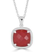 Red Agate Twist 18 Pendant Necklace In Sterling Silver