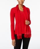 Karen Scott Luxsoft Embellished V-neck Sweater With Scarf, Only At Macy's
