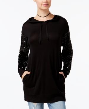 Gypsies & Moondust Juniors' Sequin-sleeve Hoodie