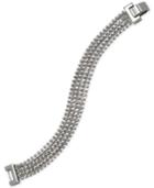 Jewel Badgley Mischka Silver-tone Crystal Multi-row Flex Bracelet