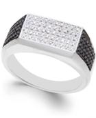 Men's Black And White Diamond (1/2 Ct. T.w.) Ring In Sterling Silver
