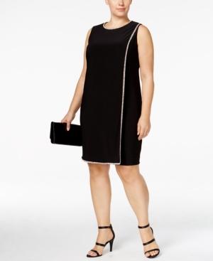 Betsy & Adam Plus Size Rhinestone Shift Dress
