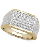 Men's Diamond Two-tone Cluster Ring (3/4 Ct. T.w.) In 10k Gold