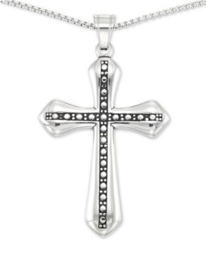 Legacy For Men By Simone I. Smith Beaded Cross 24 Pendant Necklace In Stainless Steel