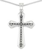 Legacy For Men By Simone I. Smith Beaded Cross 24 Pendant Necklace In Stainless Steel