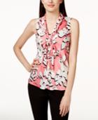 Nine West Tie-neck Floral-print Shell
