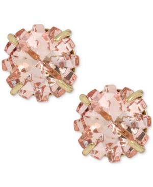Betsey Johnson Gold-tone Pink Crystal Glitter Stud Earrings