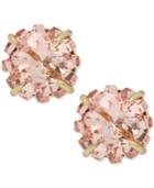Betsey Johnson Gold-tone Pink Crystal Glitter Stud Earrings