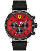 Ferrari Men's Chronograph Pilota Black Leather Strap Watch 45mm 0830387