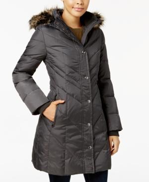 London Fog Faux-fur-trim Down Puffer Coat
