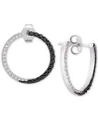 Wrapped In Love Black & White Diamond (1/2 Ct. T.w.) Hoop Earrings In 14k White Gold, Created For Macy's