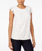 Maison Jules Flutter-sleeve Crochet Lace Top, Only At Macy's
