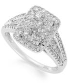Diamond Rectangular Engagement Ring (1 Ct. T.w.) In 14k White Gold