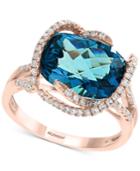 Effy Blue Topaz (8 Ct. T.w.) & Diamond (3/8 Ct. T.w.) Statement Ring In 14k Rose Gold