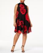 Sl Fashions Plus Size Printed Chiffon Swing Dress