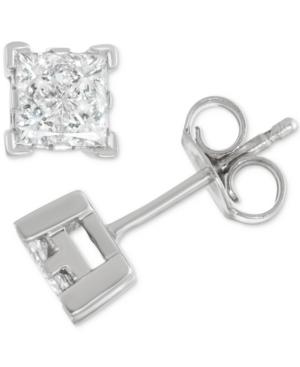 Diamond Princess Stud Earrings (1/2 Ct. T.w.) In 14k White Gold
