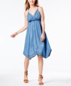 Inc International Concepts Denim Handkerchief-hem Dress, Only At Macy's