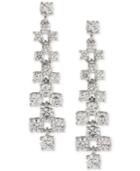 Carolee Silver-tone Crystal Ladder Linear Drop Earrings