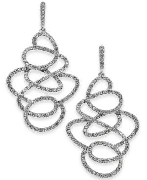 I.n.c. Silver-tone Pave Scribble Drop Earrings, Created For Macy's