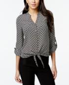 Thalia Sodi Geo-print Tie-front Blouse, Only At Macy's