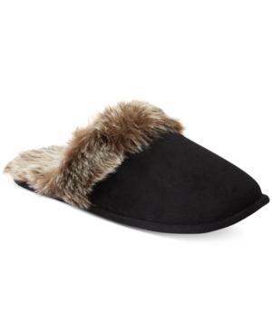 Charter Club Micro Velour Faux-fur Scuff Slippers, Created For Macy's