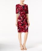 Connected Floral-print Faux-wrap Sheath Dress