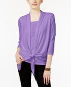 Ny Collection Petite Layered-look Tie-front Top